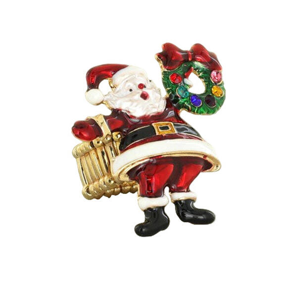 Christmas Santa Holding Wreath Stretch Ring - Picture 1 of 1